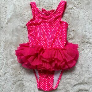 Cat & Jack Toddler Girls' Tutu Style One Piece Swimsuit 4T Pink Polka Dot